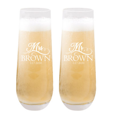 Personalized Stemless Flute Glasses Set of 2