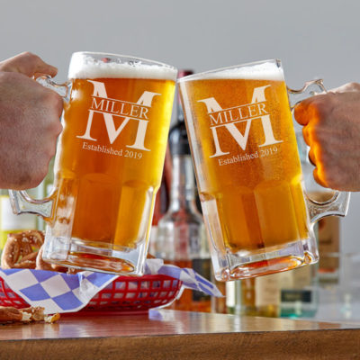 Personalized Monogram 1 Lt. Glass Beer Mug