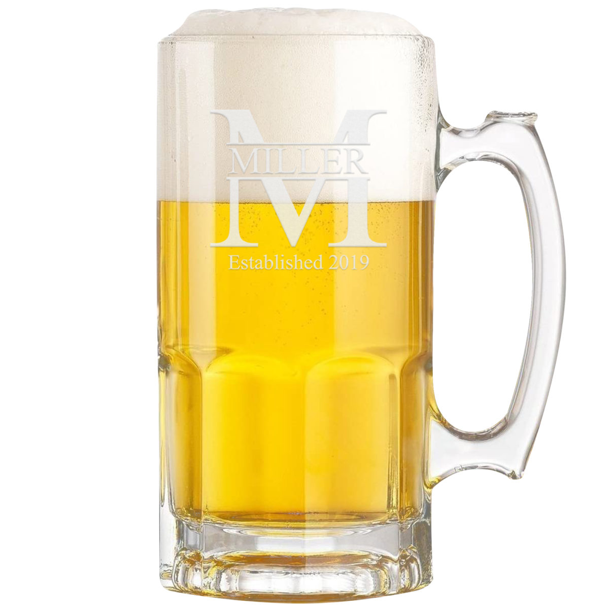 Personalized Monogram 1 Lt. Glass Beer Mug - Image 5