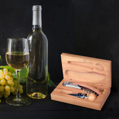 Personalized Bamboo 2 Piece Wine Tool Set