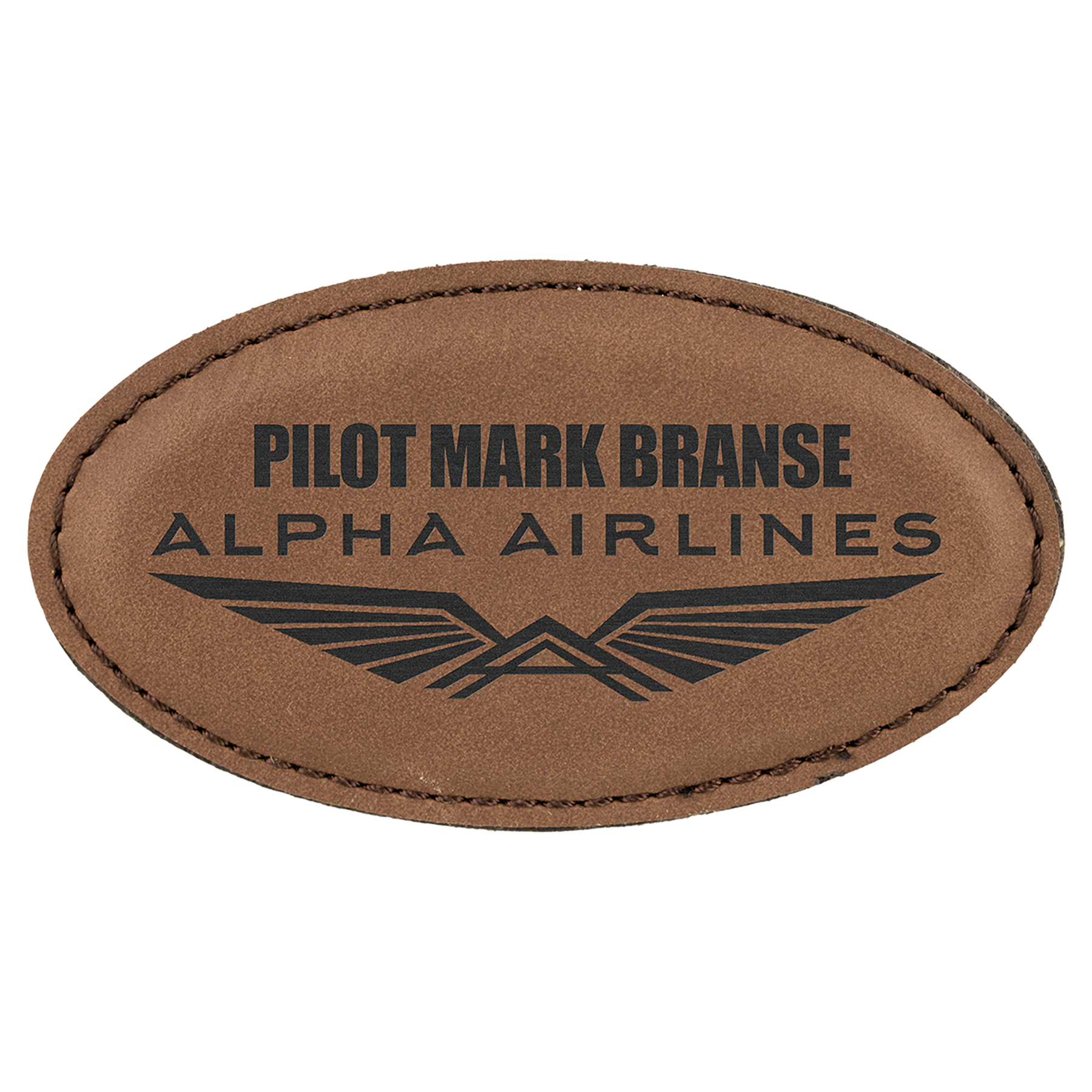 Personalized Oval Leatherette Name Tag with Magnet