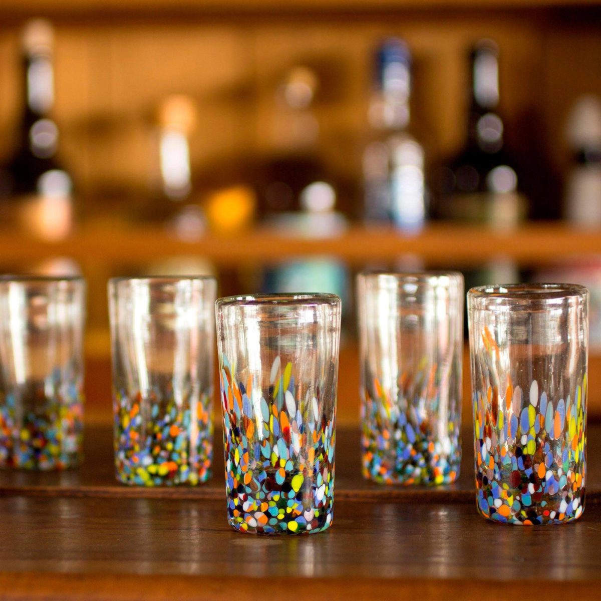 "Confetti Festival" Hand Blown Tequila Shot Glass Set of 6