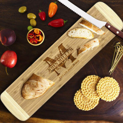 Personalized Royal Monogram 23" Bamboo Breadboard