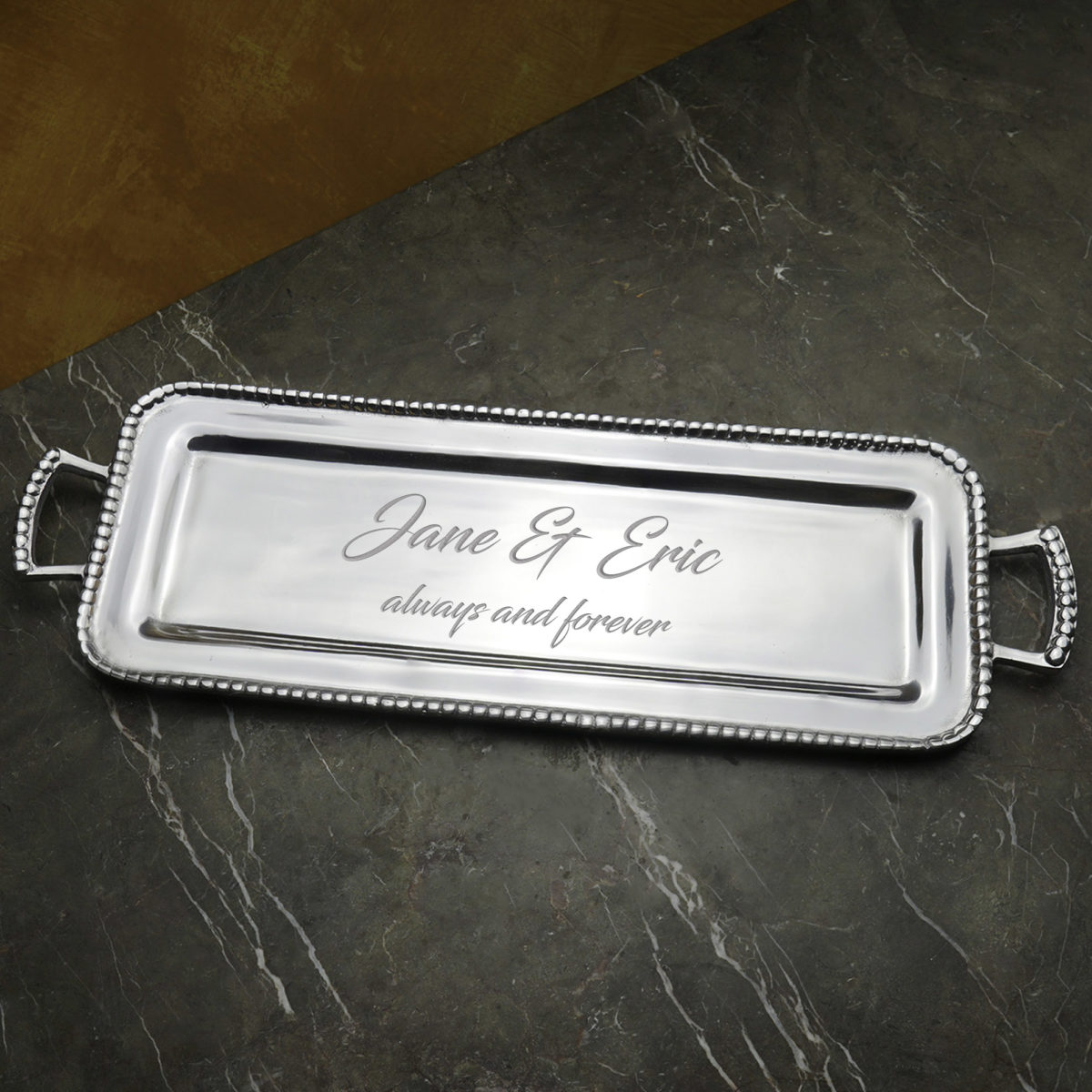 Personalized Pearled Rectangular Serving Tray - Image 3
