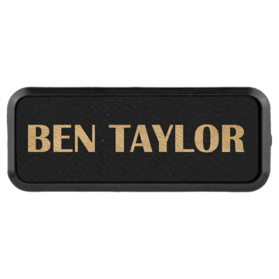 Personalized Rectangular Framed Leatherette Name Tag with Magnet