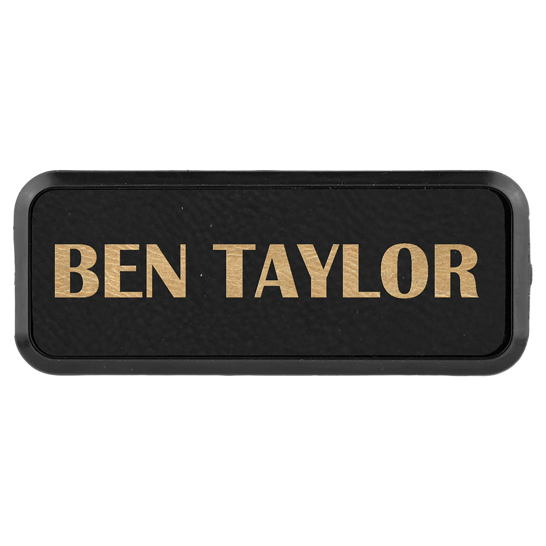 Personalized Rectangular Framed Leatherette Name Tag with Magnet