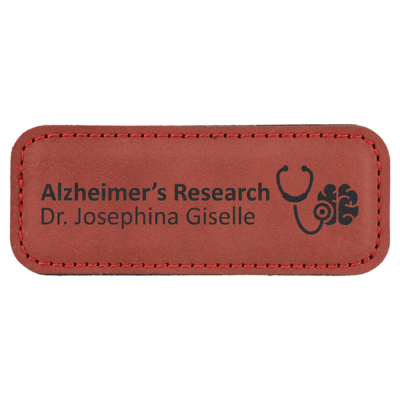 Personalized Rectangular Leatherette Name Tag with Magnet