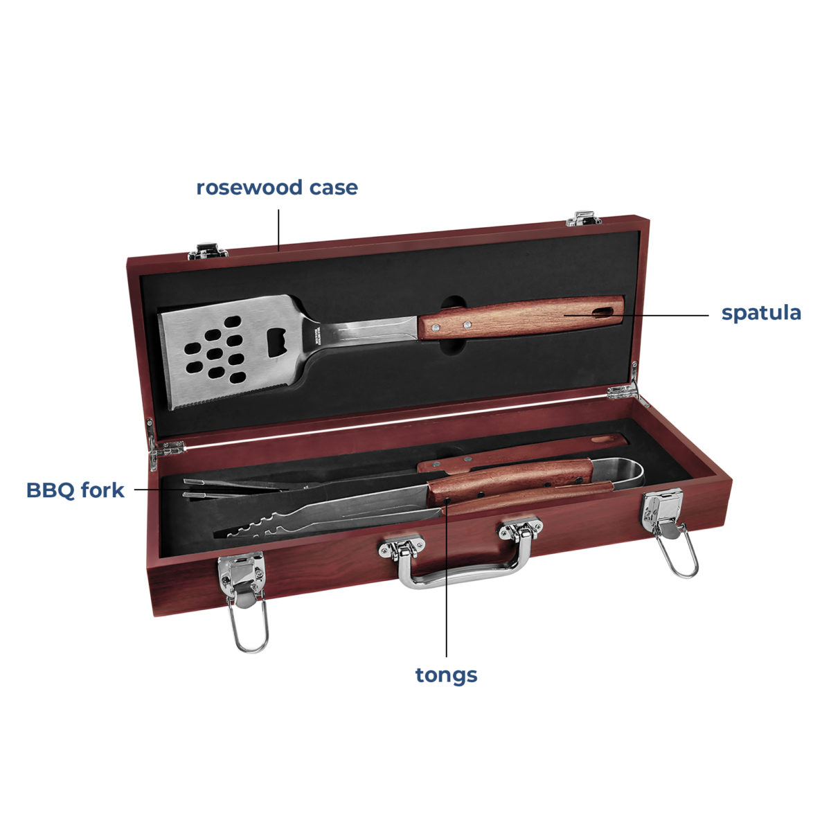 Personalized Royal Monogram 3-Piece Rosewood BBQ Tool Set - Image 2