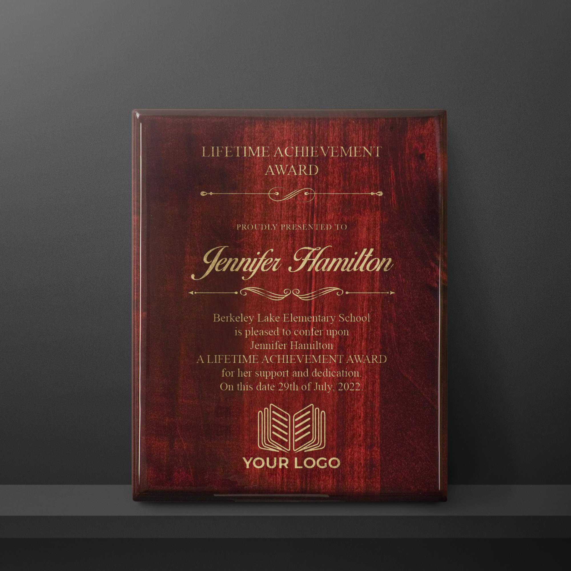 Personalized Rosewood Piano Finish Plaque