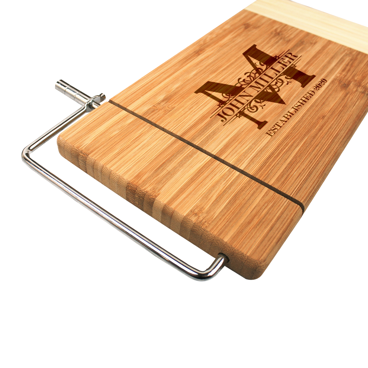 Personalized Royal Monogram Cheese Board with Slicer - Image 4