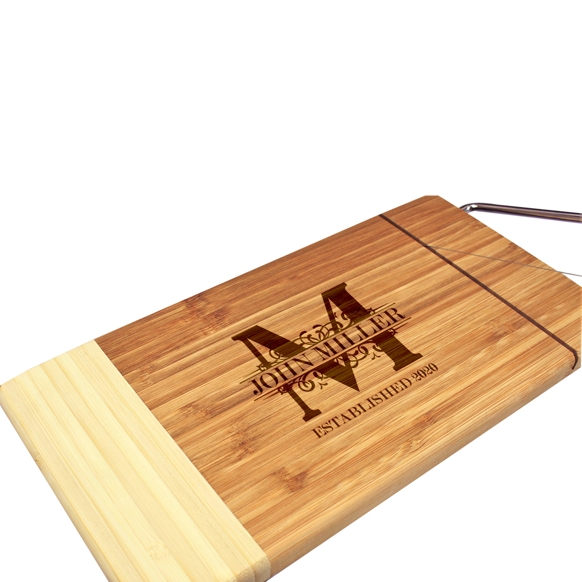 Personalized Royal Monogram Cheese Board with Slicer - Image 5