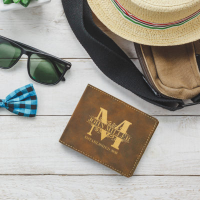 Personalized Royal Monogram Leatherette Bi-Fold Wallet