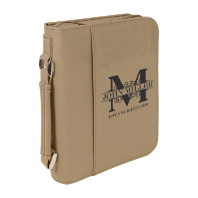 personalized laser engraved faux leather bible cover with handle and zipper