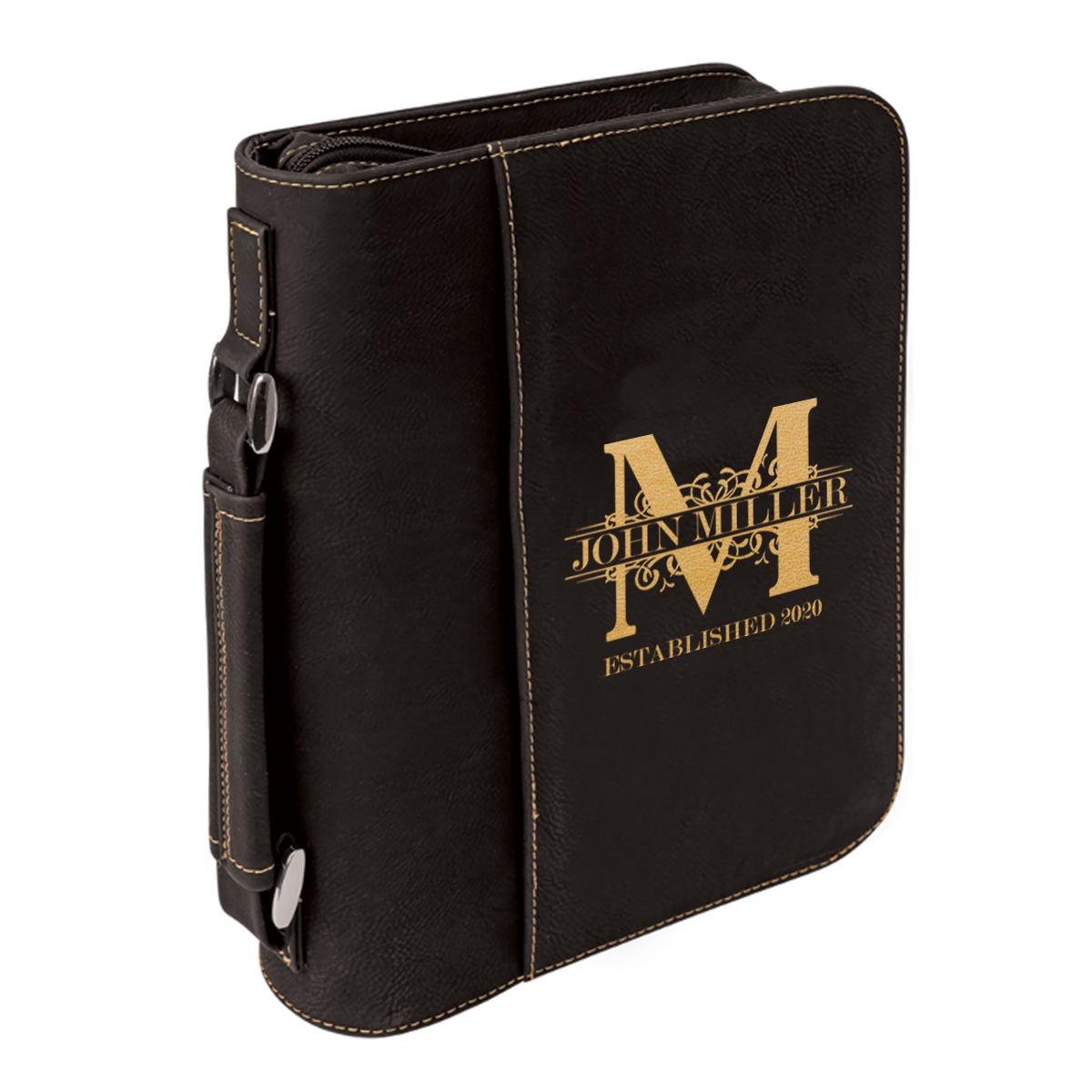 personalized laser engraved faux leather bible cover with handle and zipper
