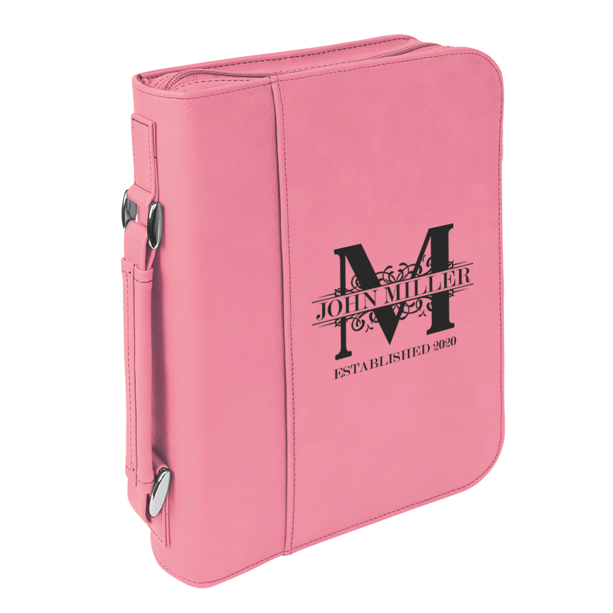 personalized laser engraved faux leather bible cover with handle and zipper