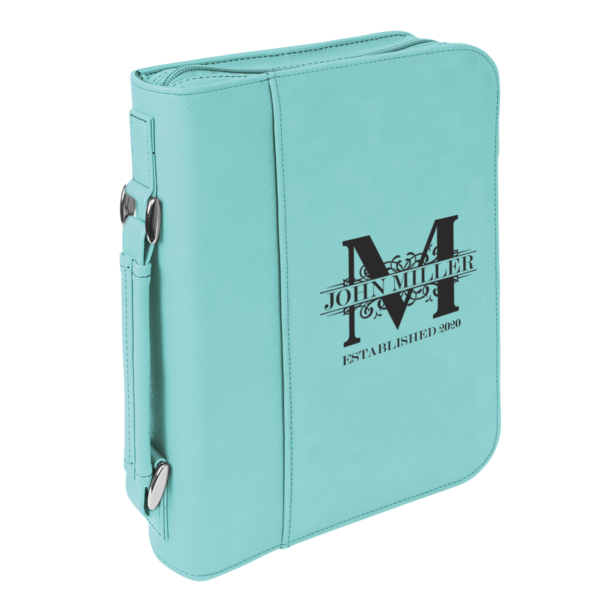 personalized laser engraved faux leather bible cover with handle and zipper