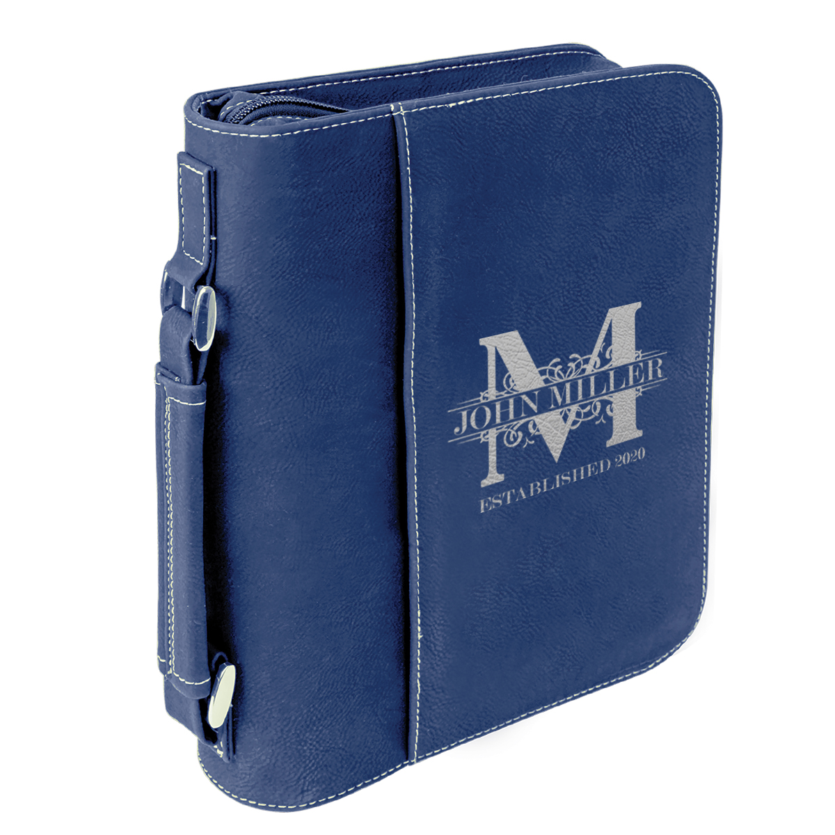 personalized laser engraved faux leather bible cover with handle and zipper