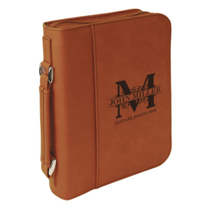 personalized laser engraved faux leather bible cover with handle and zipper