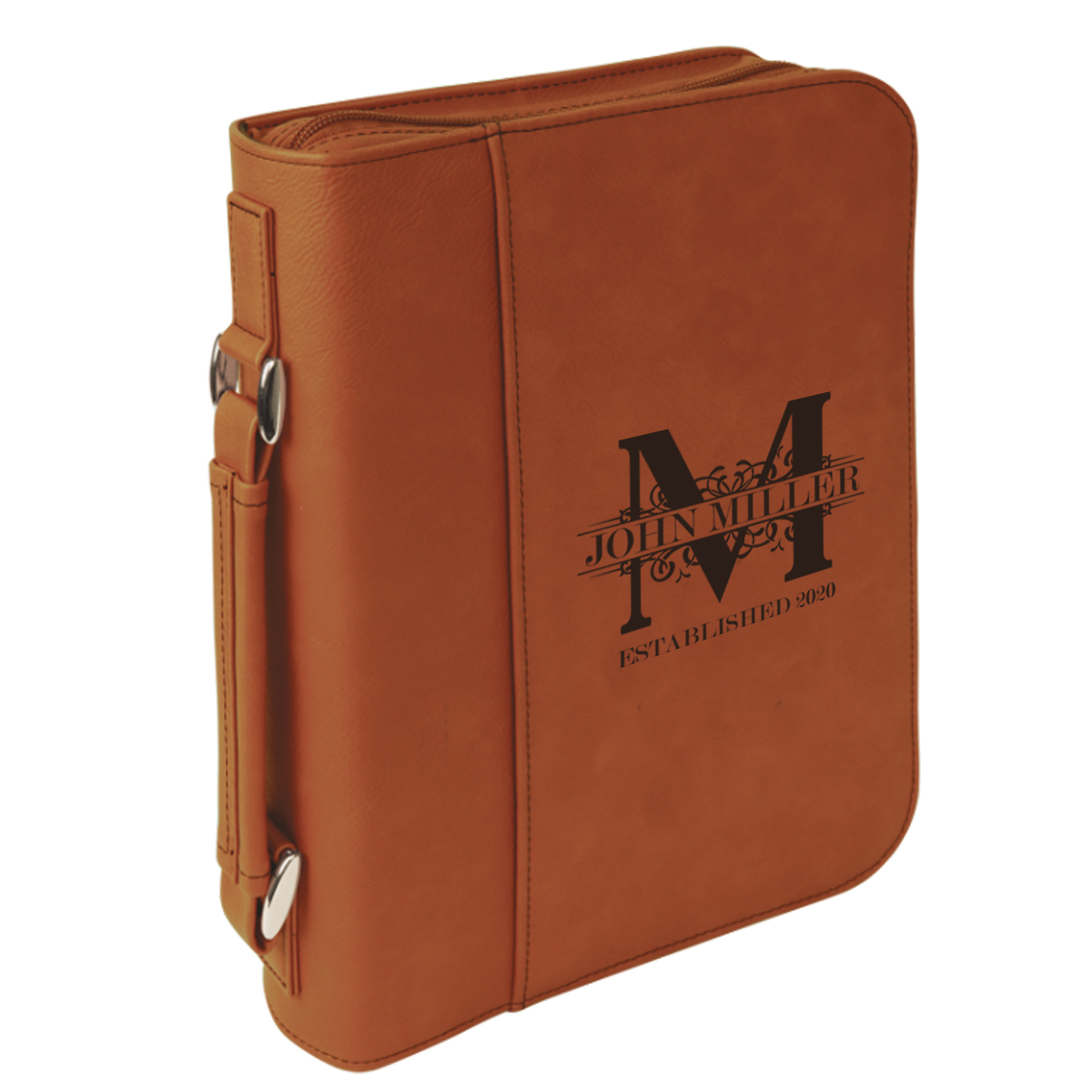personalized laser engraved faux leather bible cover with handle and zipper