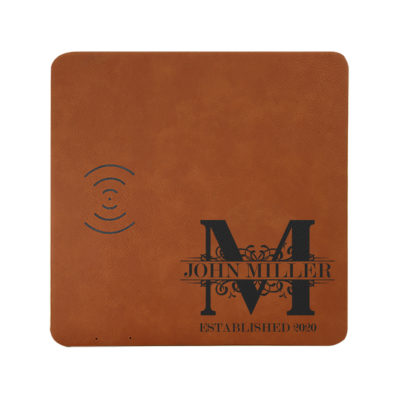 Personalized Royal Monogram Leatherette Wireless Charging Pad