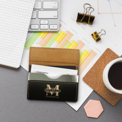 Personalized Royal Monogram  Aluminum and Leatherette Card Holder