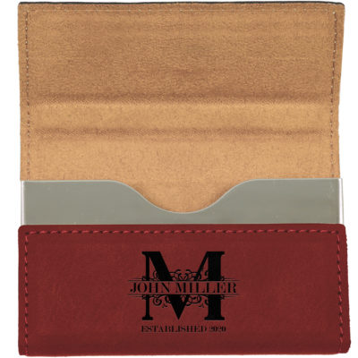 Personalized Royal Monogram Aluminum and Leatherette Card Holder