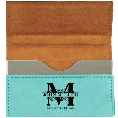 Personalized Royal Monogram  Aluminum and Leatherette Card Holder