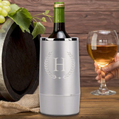 Personalized Laurel Monogram Insulated Acrylic Wine Chiller