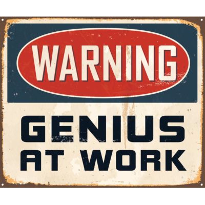 Vintage Sign - Warning Genius At Work Acrylic Print