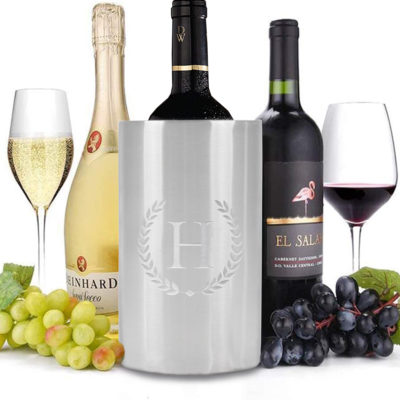 Personalized Laurel Monogram Insulated Stainless Steel Wine Chiller