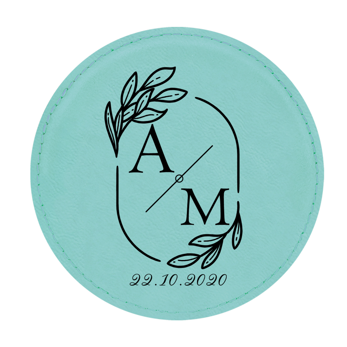 Personalized Wedding Monogram Round Leatherette Coaster Set - Image 10