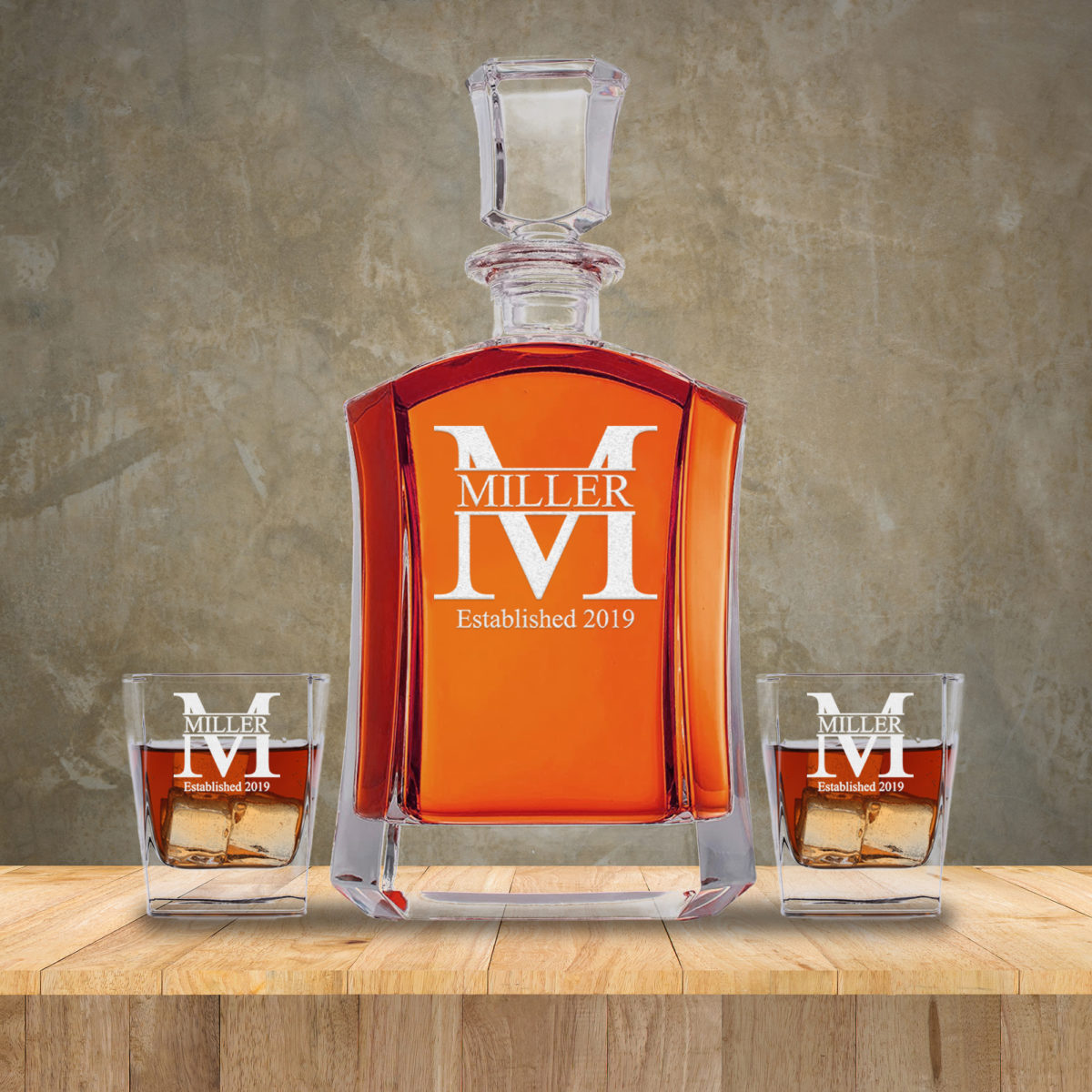 Miller Shaped Personalized Decanter Set - Image 3